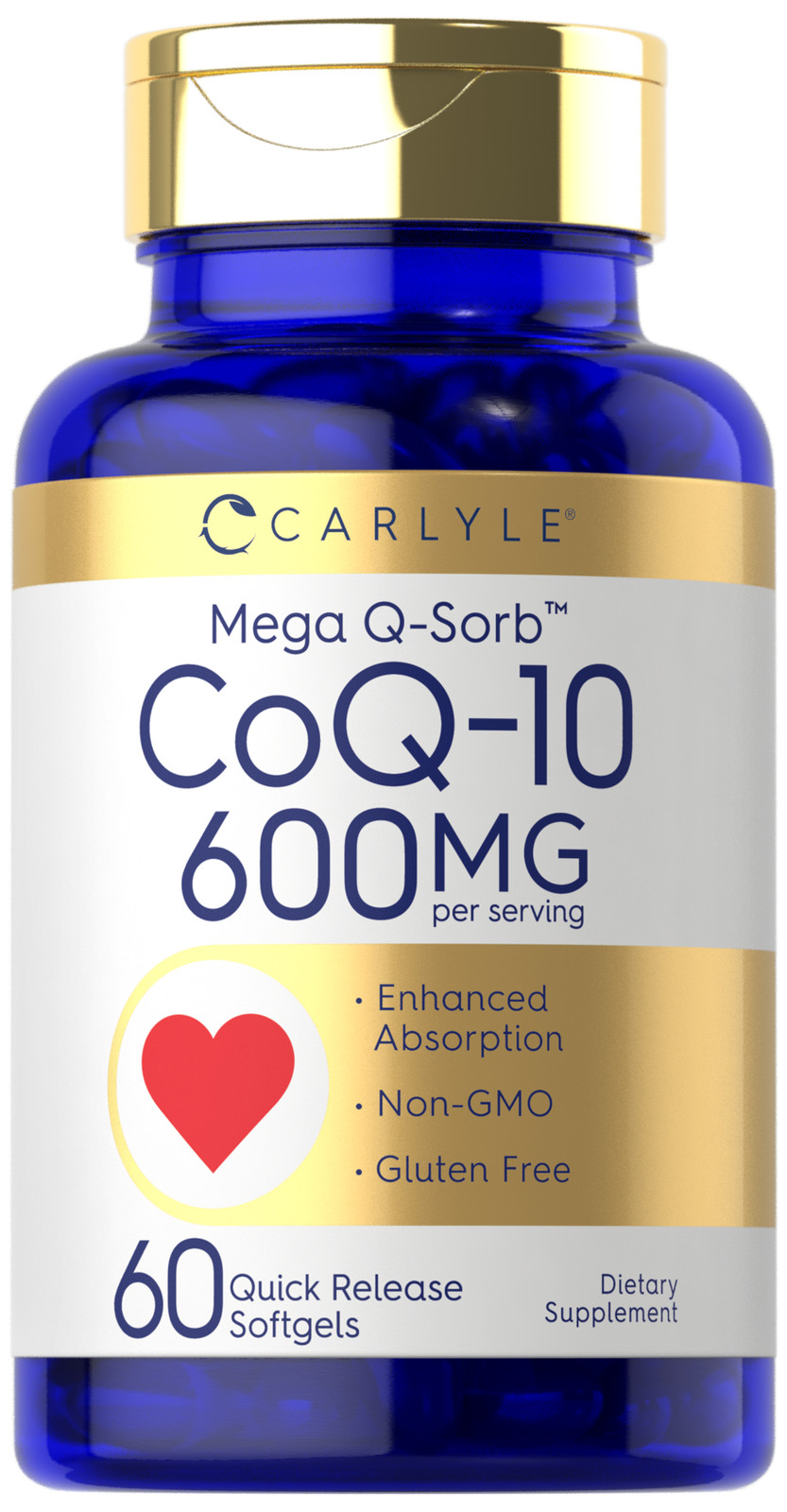 CoQ10 600mg | 60 Softgels | Enhanced Absorption | Non-GMO | by Carlyle