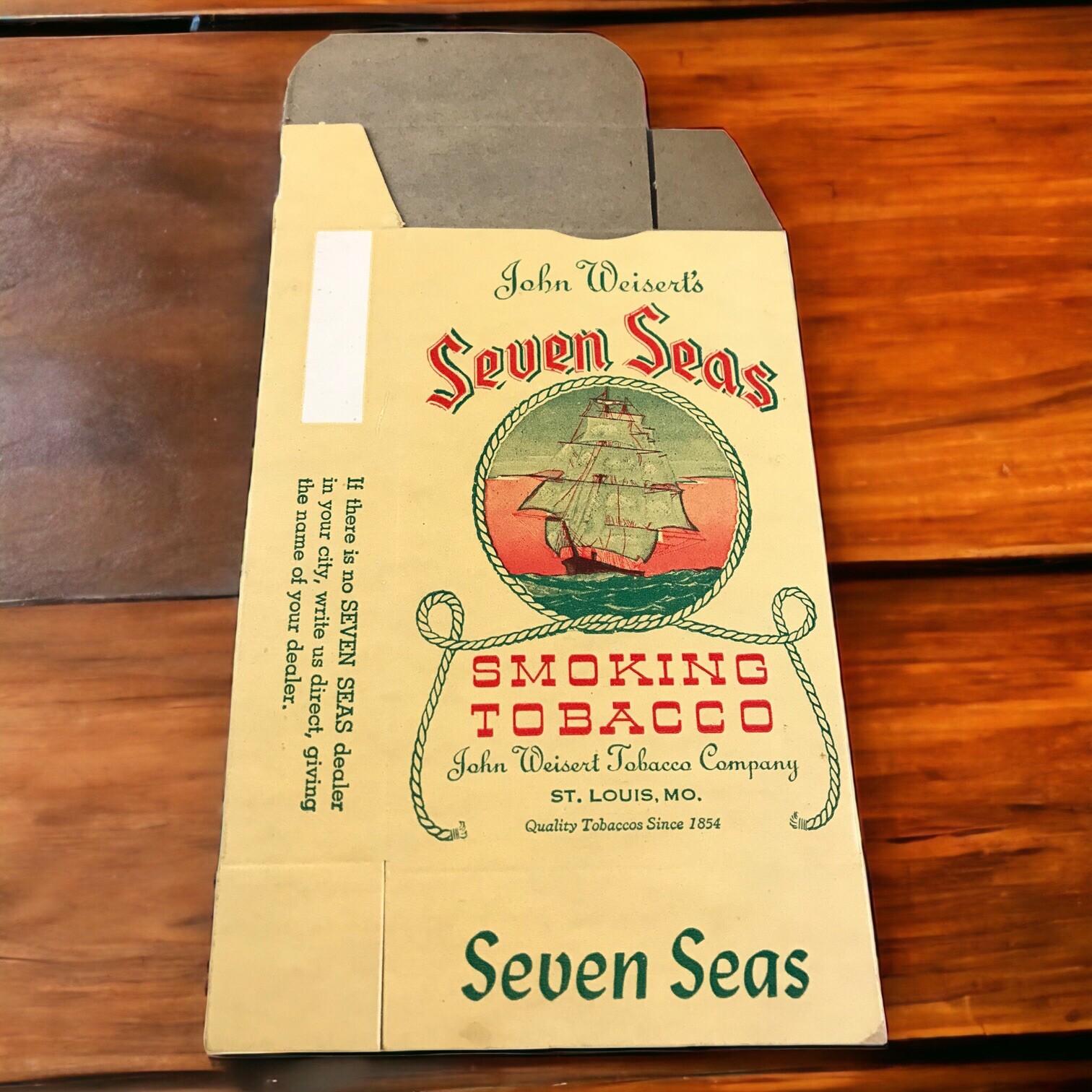 Vintage Advertising John Weisert's Seven Seas Smoking Tobacco Empty Box Package