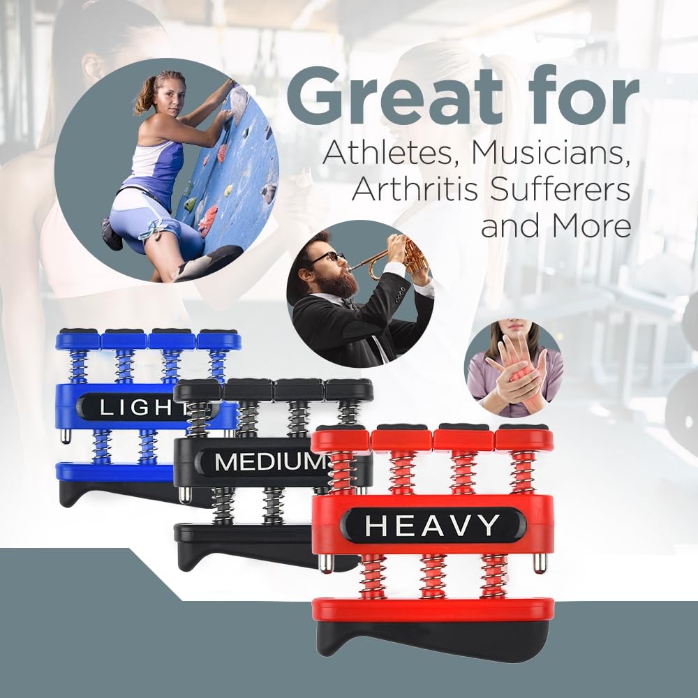 4 Pack Finger Strengthener Exerciser Light, Medium, Heavy, Extra Heavy Tension