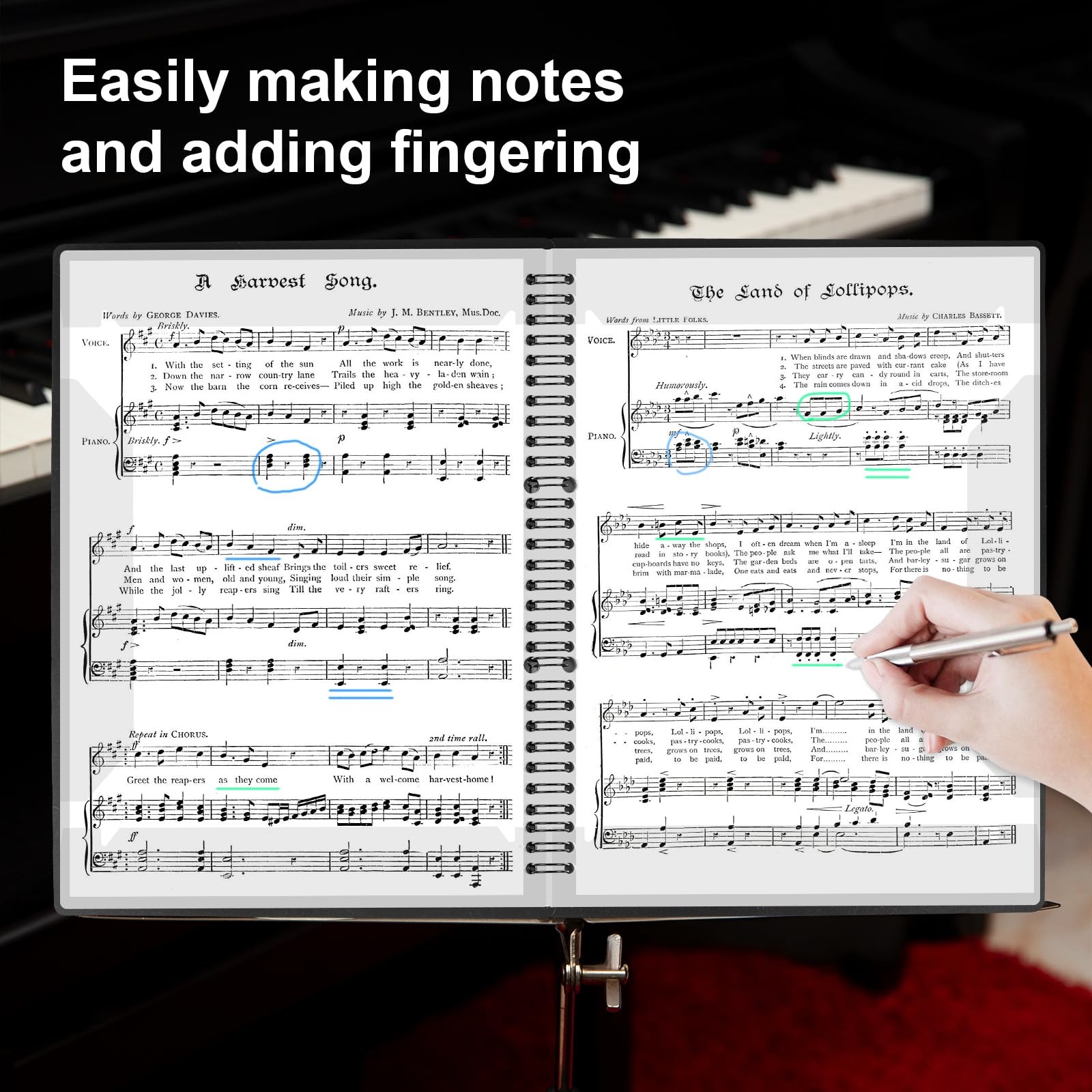 Sheet Music Folder, Premium Spiral Binder Organizer for Black