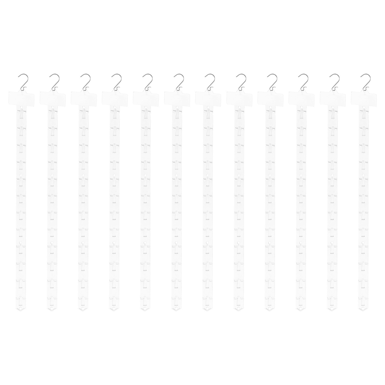 12Pcs Hanging Merchandise Strip with Hook, 24.8" Display Rack Stand, Translucent