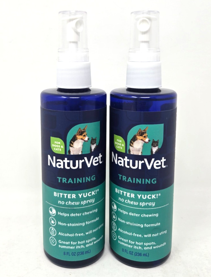 NaturVet Bitter Yuck! No Chew Spray for Dogs & Cats, 8 fl oz, (2 Pack Set)