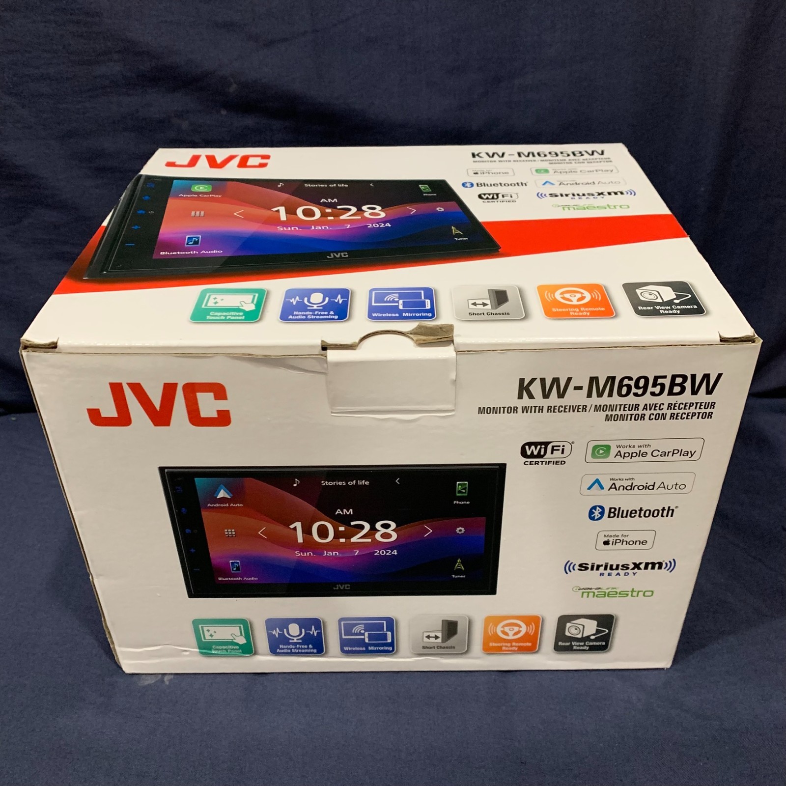 NEW JVC KW-M695BW, 2-DIN Digital Media Receiver, w/ Apple CarPlay & Android Auto