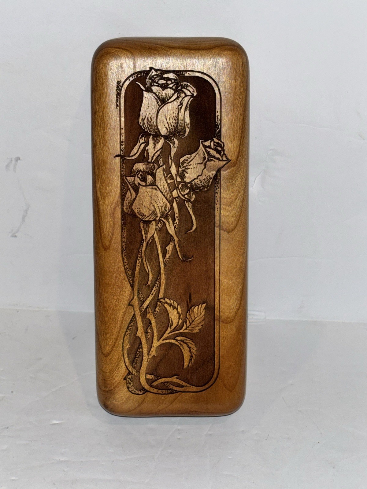 Wooden Cherry Etched Floral Box