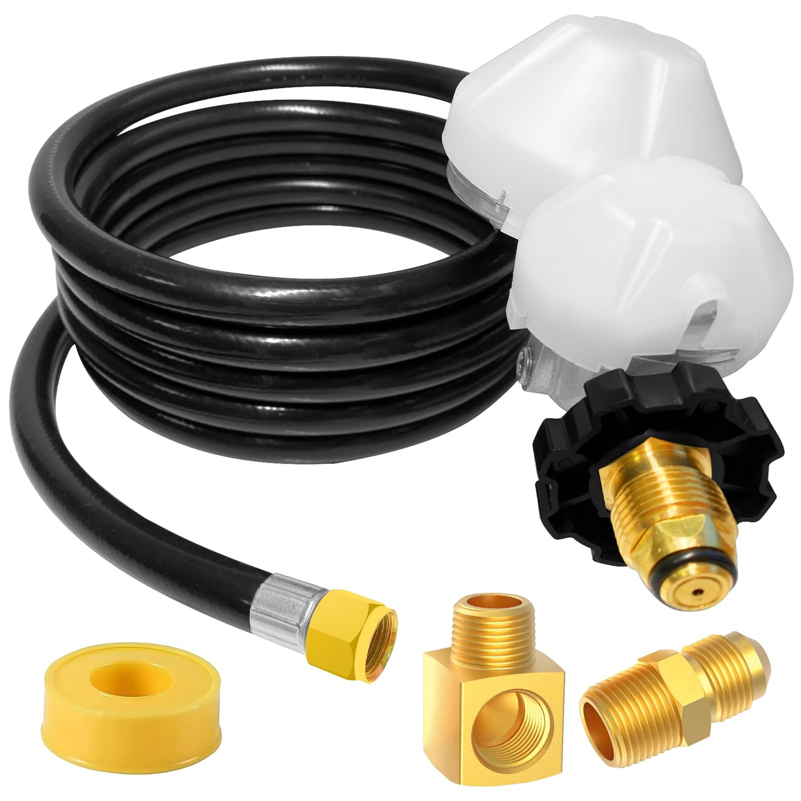 12FT Propane Hose with 2-Stage Regulator and Fittings for Heaters, RVs, Grills