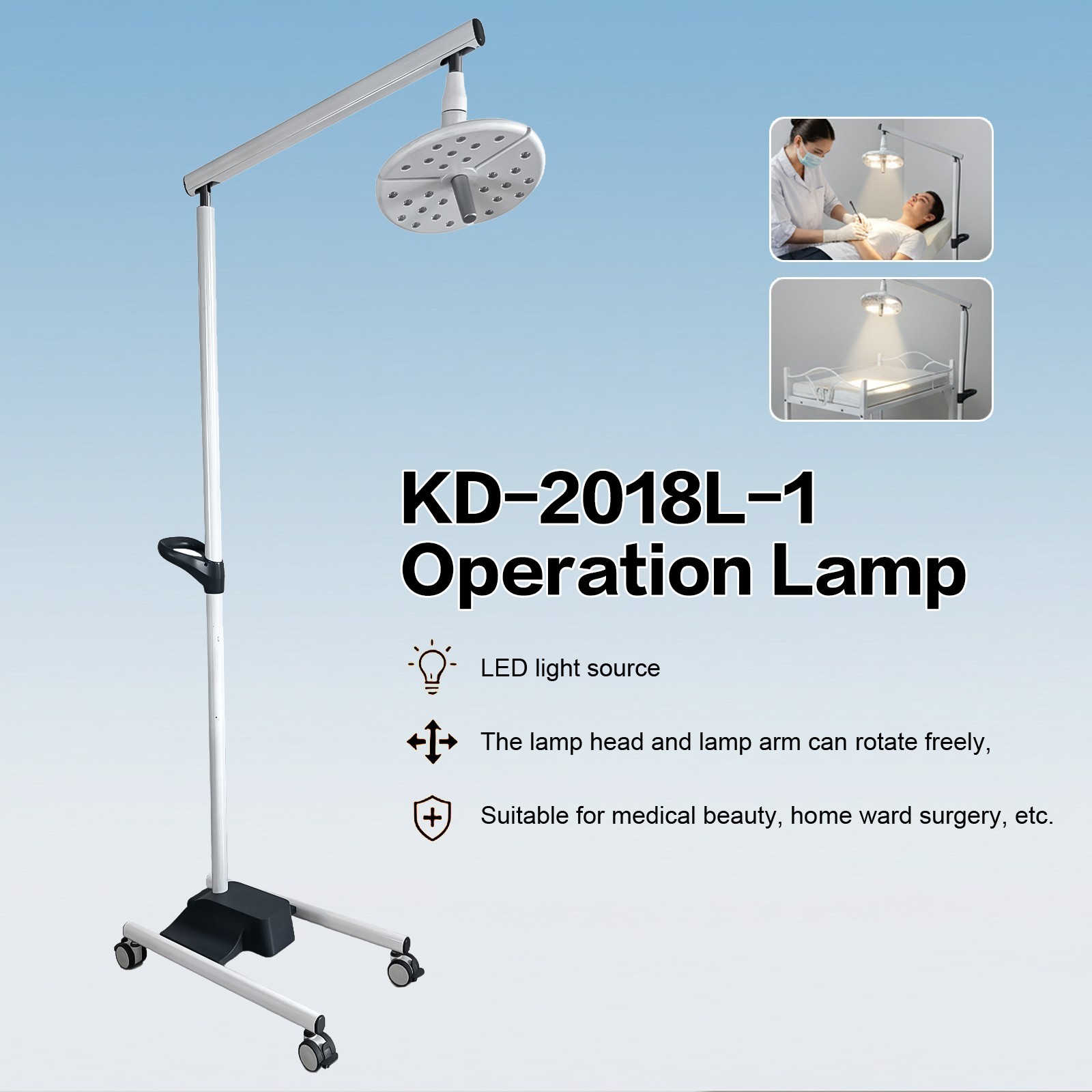 27 Holes LED Floor Standing Dental Surgical Lamp Veterinary 70W Exam Light