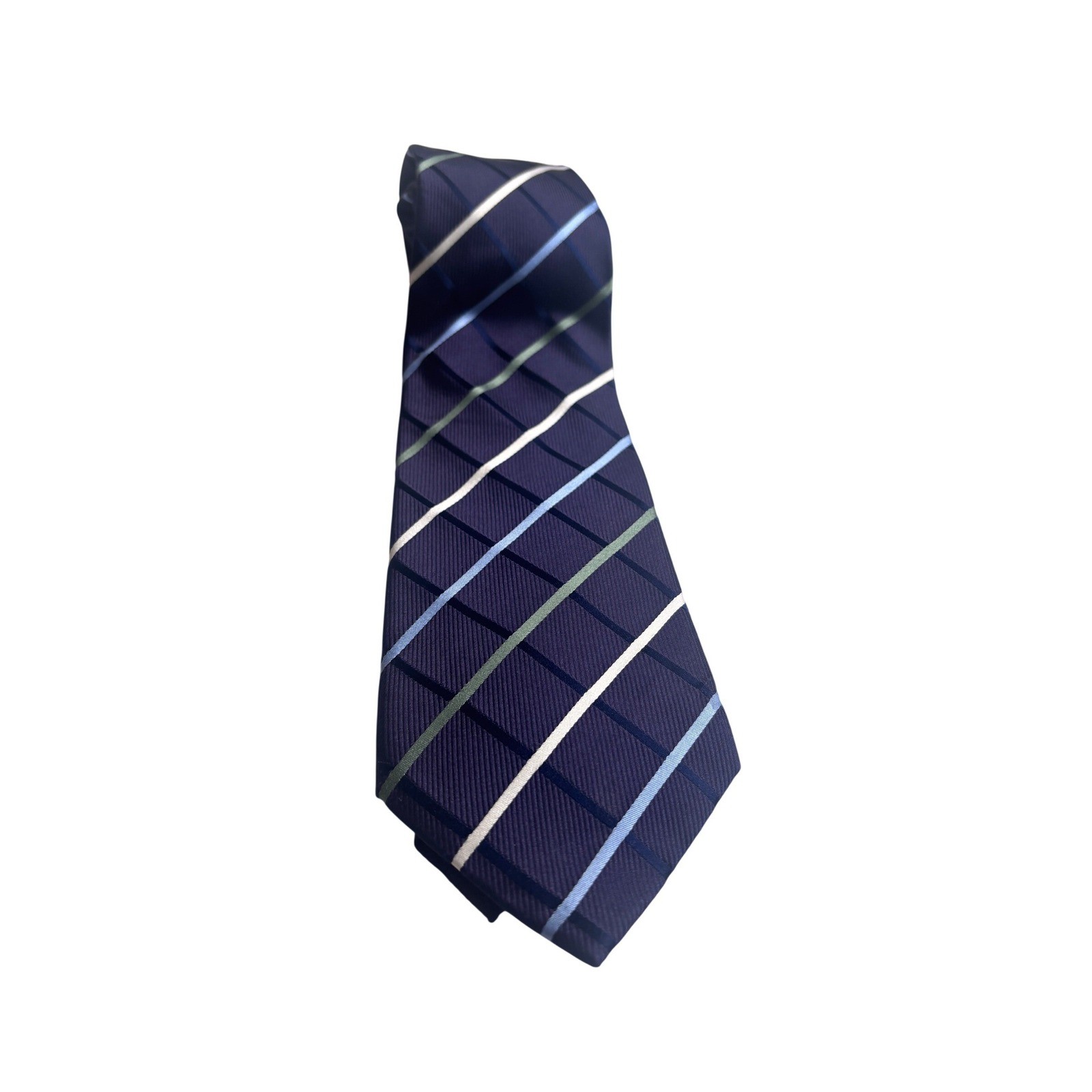 Donald J. Trump Necktie Mens OS Blue Silk Plaid Striped Signature