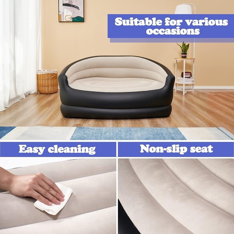 Inflatable Couch Air Sofa Portable Outdoor Chair Quick Setup Comfortable Flocked