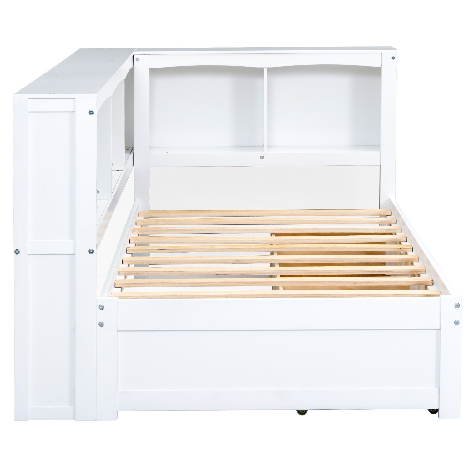 Twin Daybed Wood Bed Frame Sofa Bed w/ 2 Drawers & Storage Cabinet & USB Ports