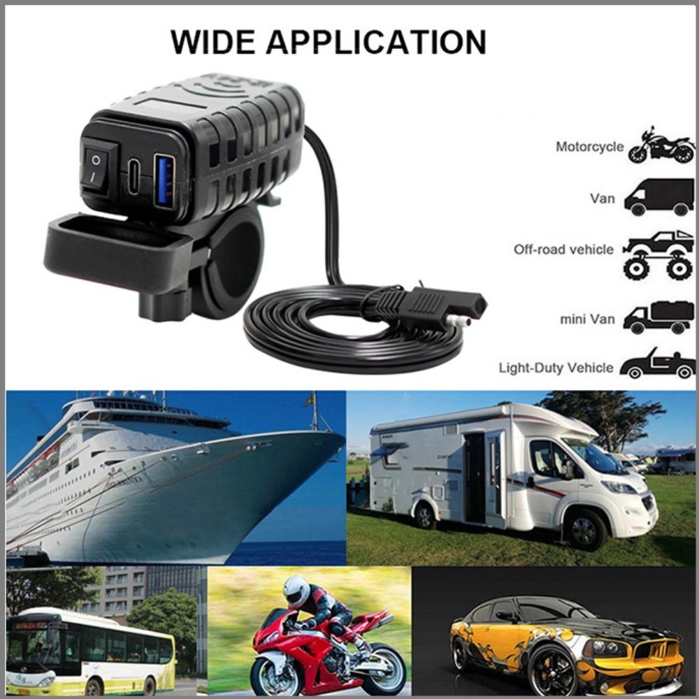 Motorcycle USB Charger, Quick Charge 3.0 Dual USB, Motorcycle Phone GPS Charger