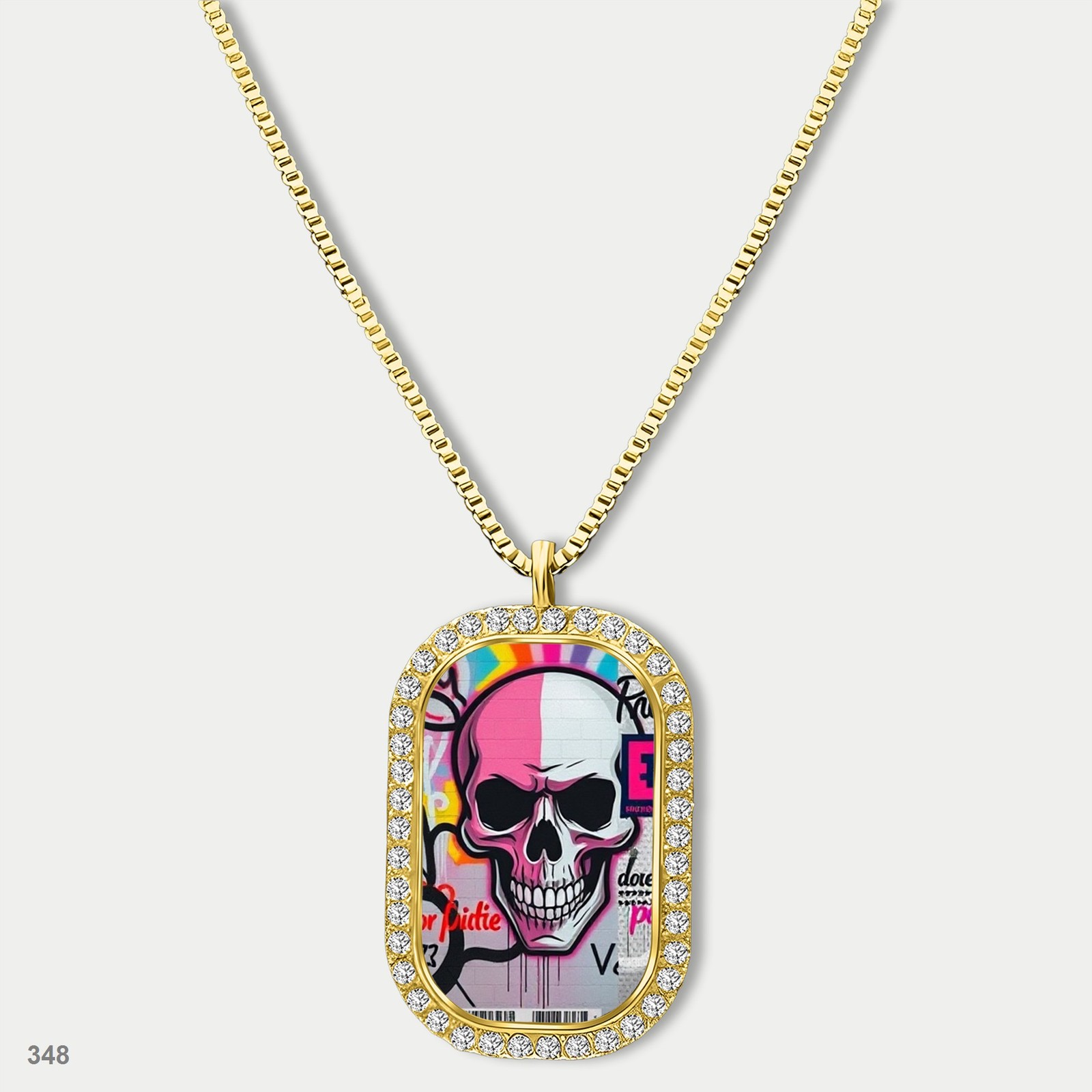 Stunning Skeleton Graffiti Skull Fashion Pendant Necklace Chain Photo Dog Tag Ch