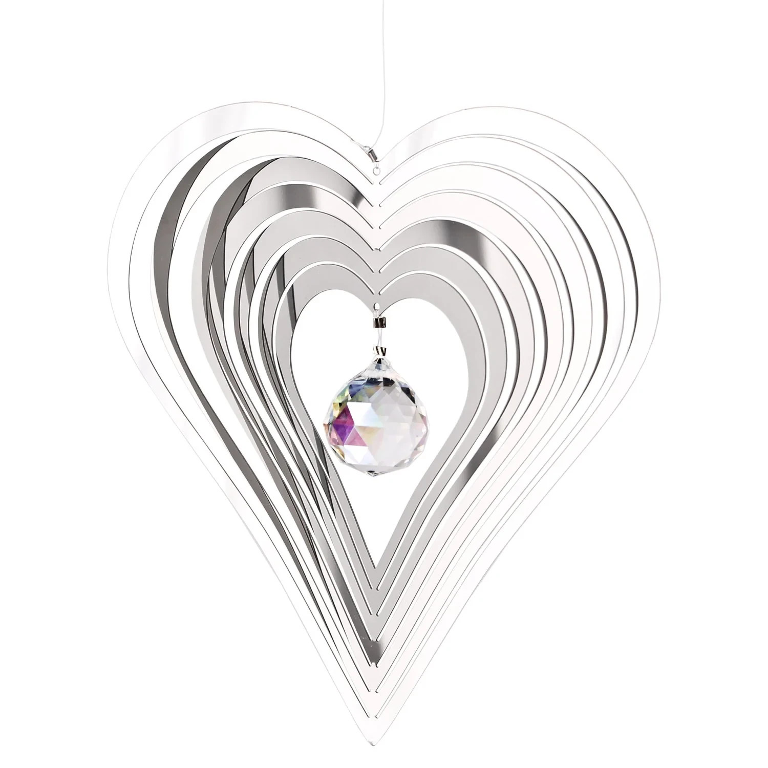 Woodstock Chimes Heart w/ Crystal Woodstock Shimmers 20" in length with Wire CCI