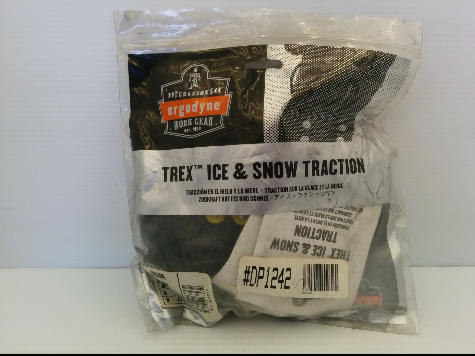 ERGODYNE #6300 TREX ICE & SNOW TRACTION GRIPS, MEDIUM: SIZE 5-8, BLACK, NIB