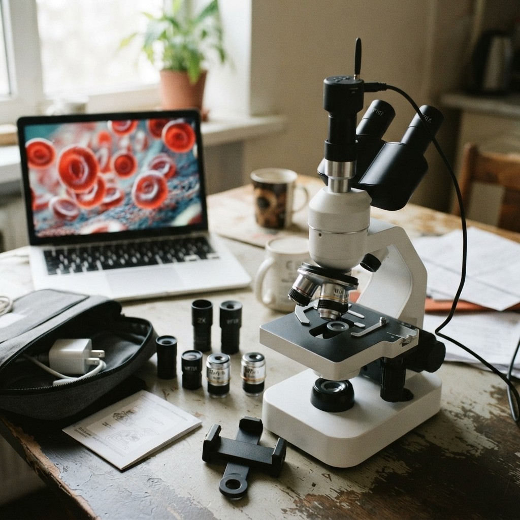 Advanced 40x-2000x Trinocular Microscope with Wireless Eyepiece for Education