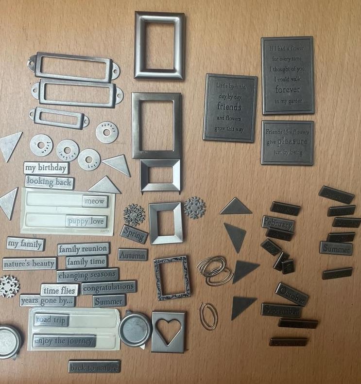 open stock MAKING MEMORIES METAL WORD STICKERS & EYELETS, FRAMES BOOKPLATES