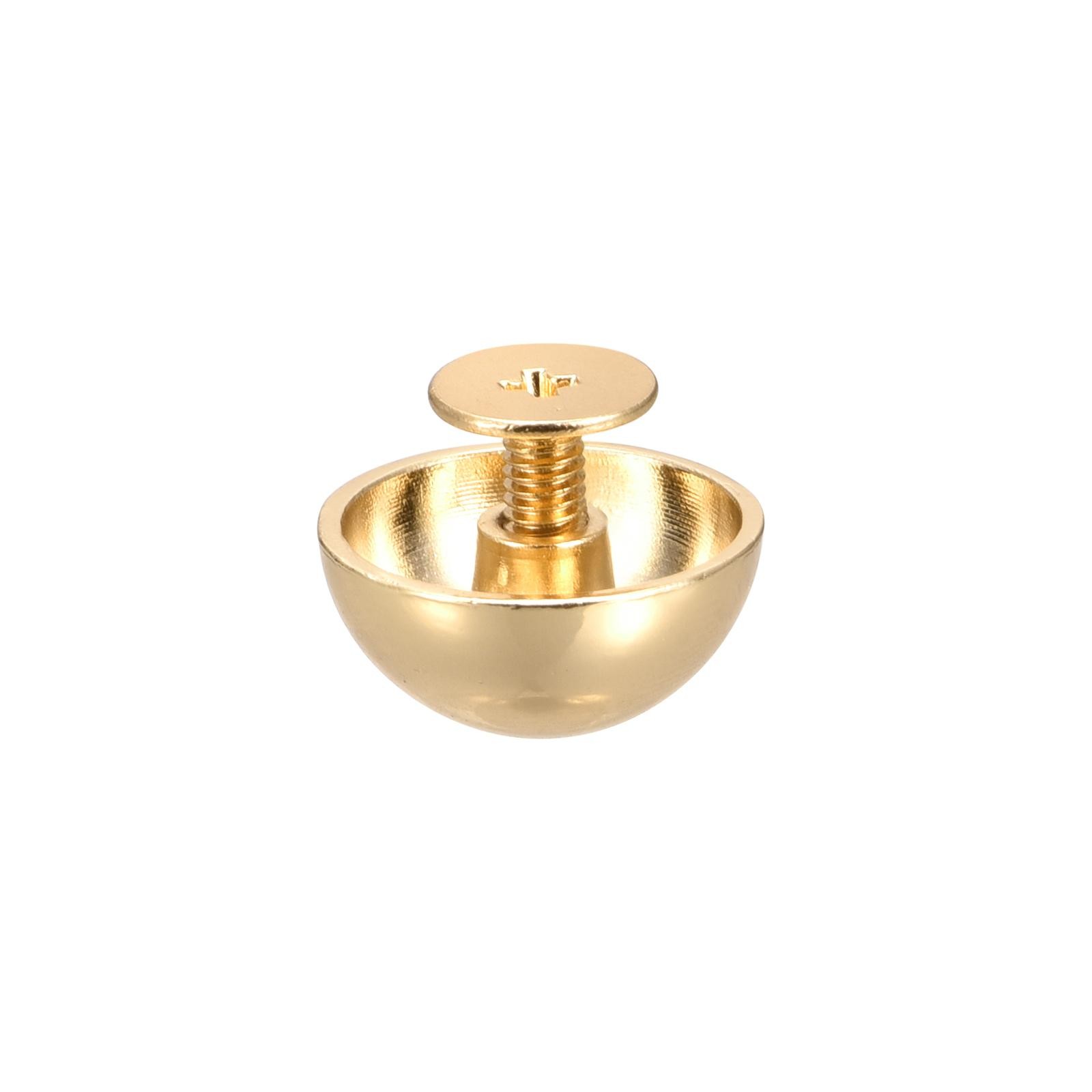 15x7.5mm Screw Back Rivets Round Cable Head Leather Studs Gold 10 Sets