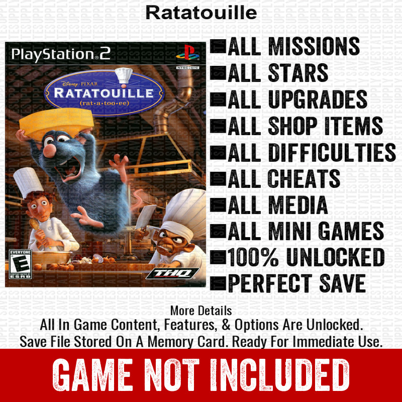 Ratatouille 100% PS2 Memory Card All CHEATS ITEMS