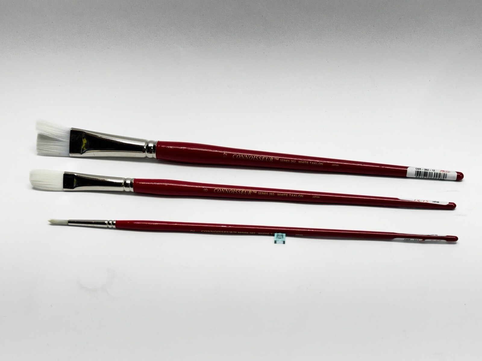 Connoisseur Paint Brush White Taklon Long Handle Brush #12 - #8 - #2 Lot