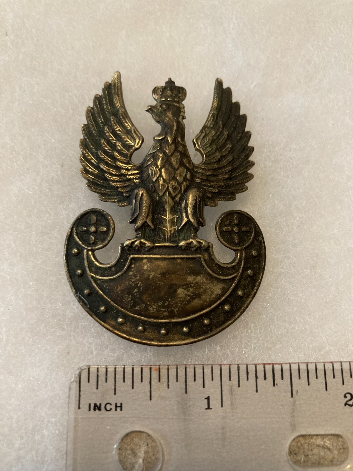 Vintage UNKNOWN Badge Eagle Crown Hat Insignia 1H