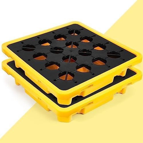 2 Spill Containment Platform Yellow and Black Modular Spill Containment Pallet