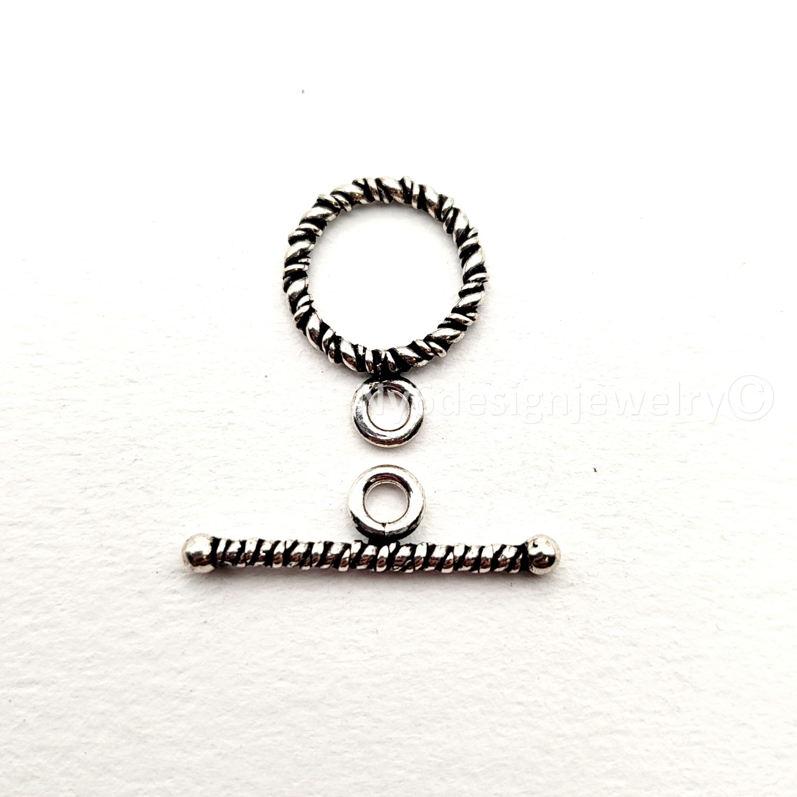 Sterling Silver Double-Twist Toggle Clasp –14.5mm Ring with 24m Bar, .925 Silver
