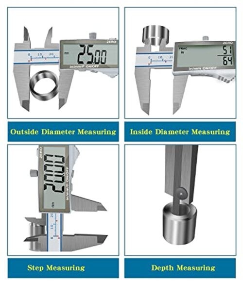 Digital Calipers, 6" Vernier Caliper- Electronic Micrometer with Large LCD