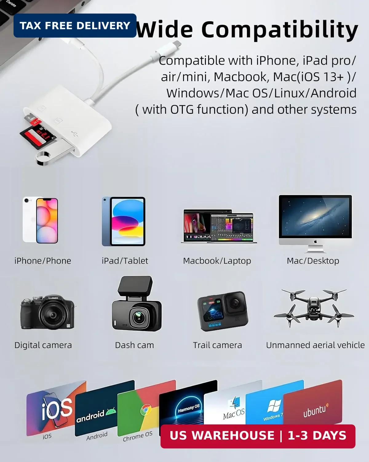 PIYILO SD Card Read for iPhone, USB C Micro SD Card Adapter, Memory Card Reader