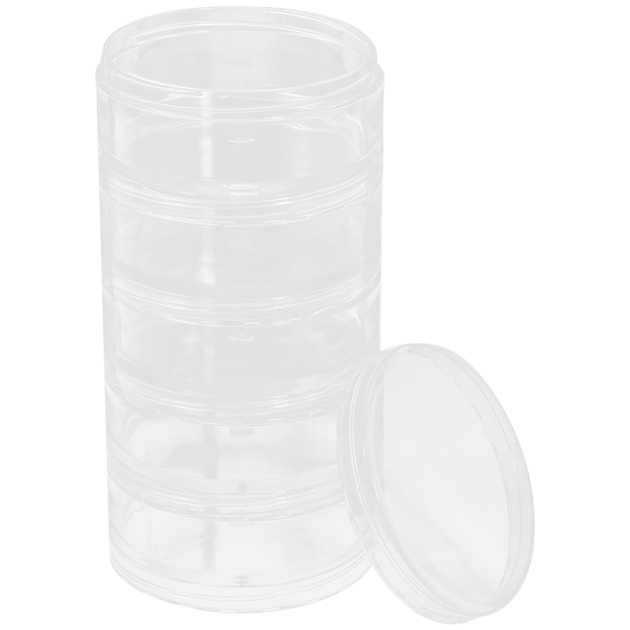 HEALLILY Stackable Round Storage Box 5-Section Organizer for Jewelry As Shown