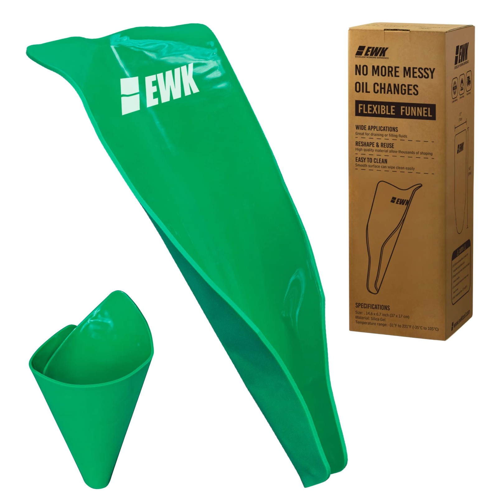 Flexible Oil Funnel set Reusable Moldable Draining Tool Green New