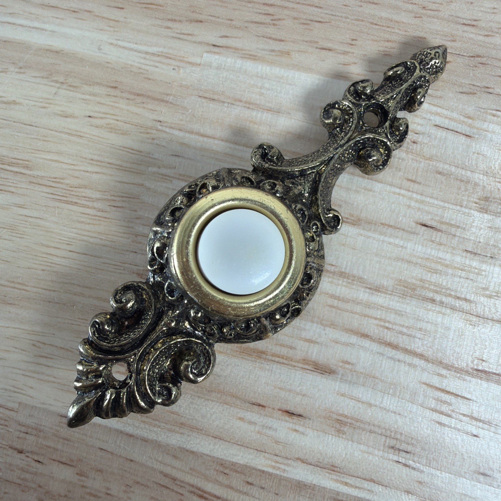 Vintage Victorian Trine Light Up Push Button Doorbell Elegant Scroll