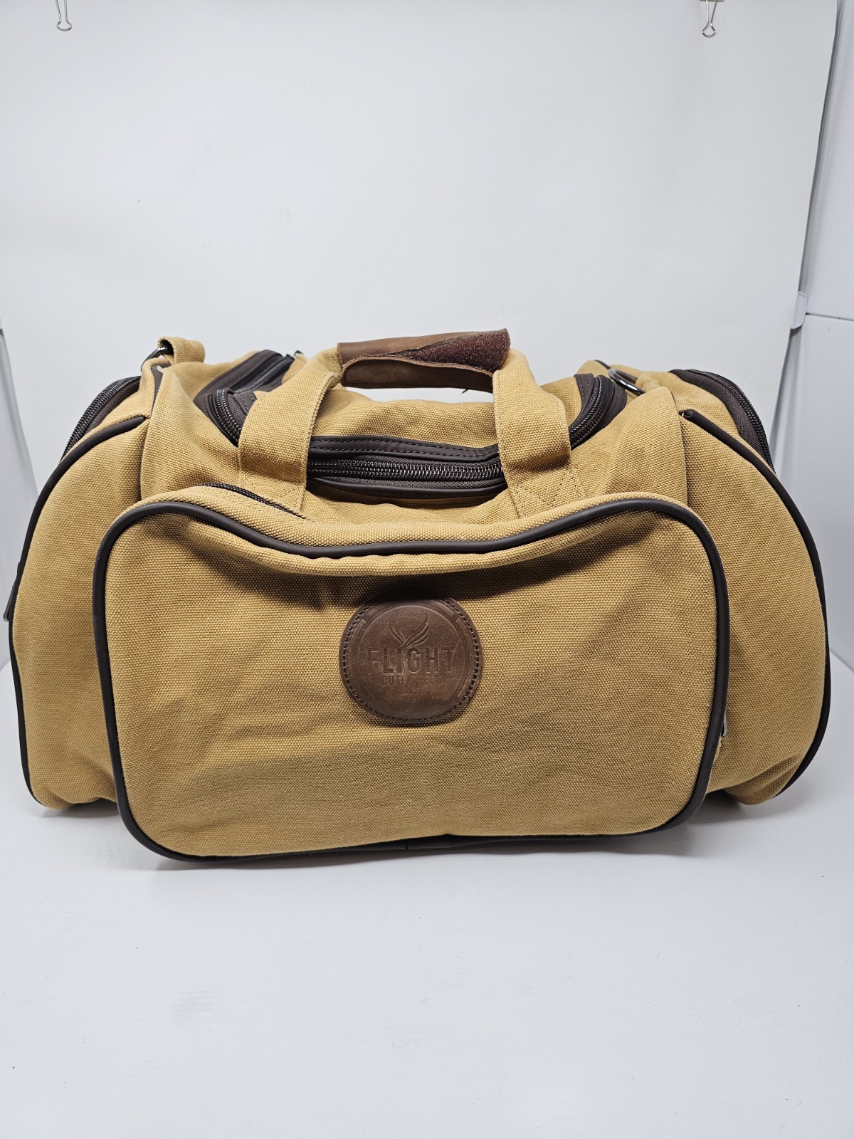 FLIGHT OUTFITTERS Bush Pilot Flight Bag canvas leather brown orange overnight