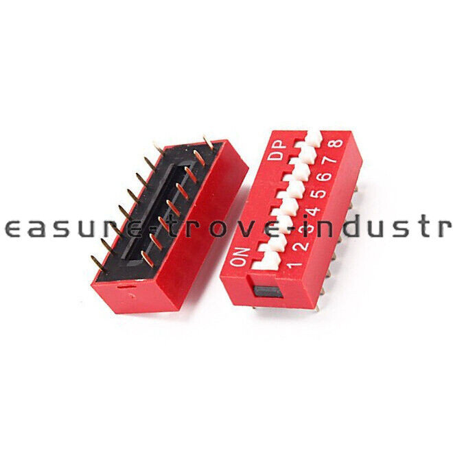 5PCS Slide Type Switch Module 2.54mm 8-Bit 8 Position Way DIP Red Pitch