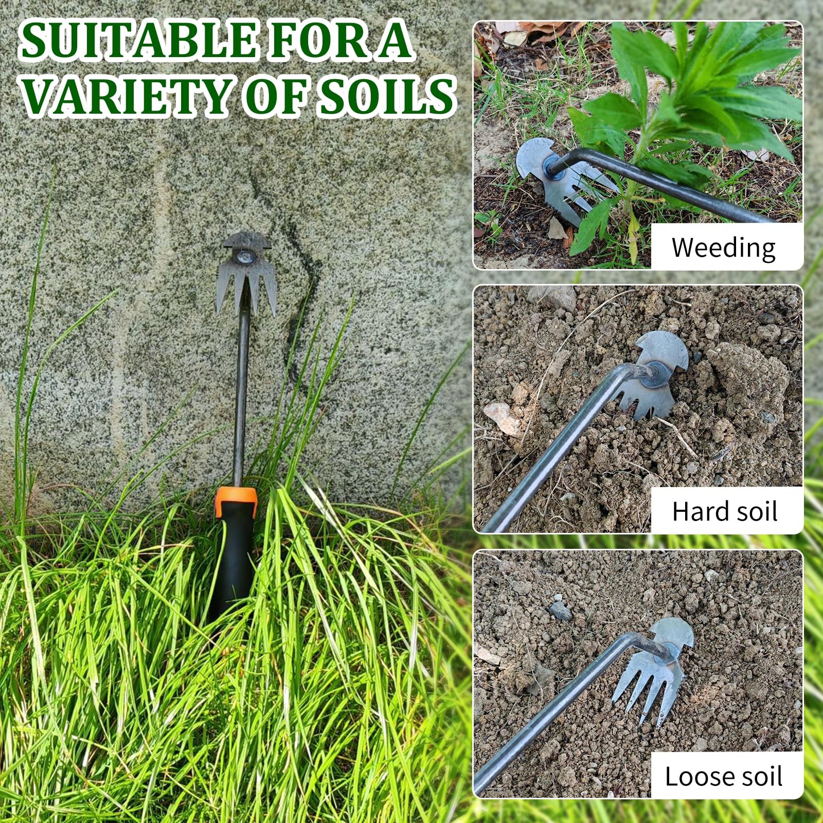 XIAONAN Weed Tool,Garden Weeder Puller Tool with Handle Manual Rubber handle