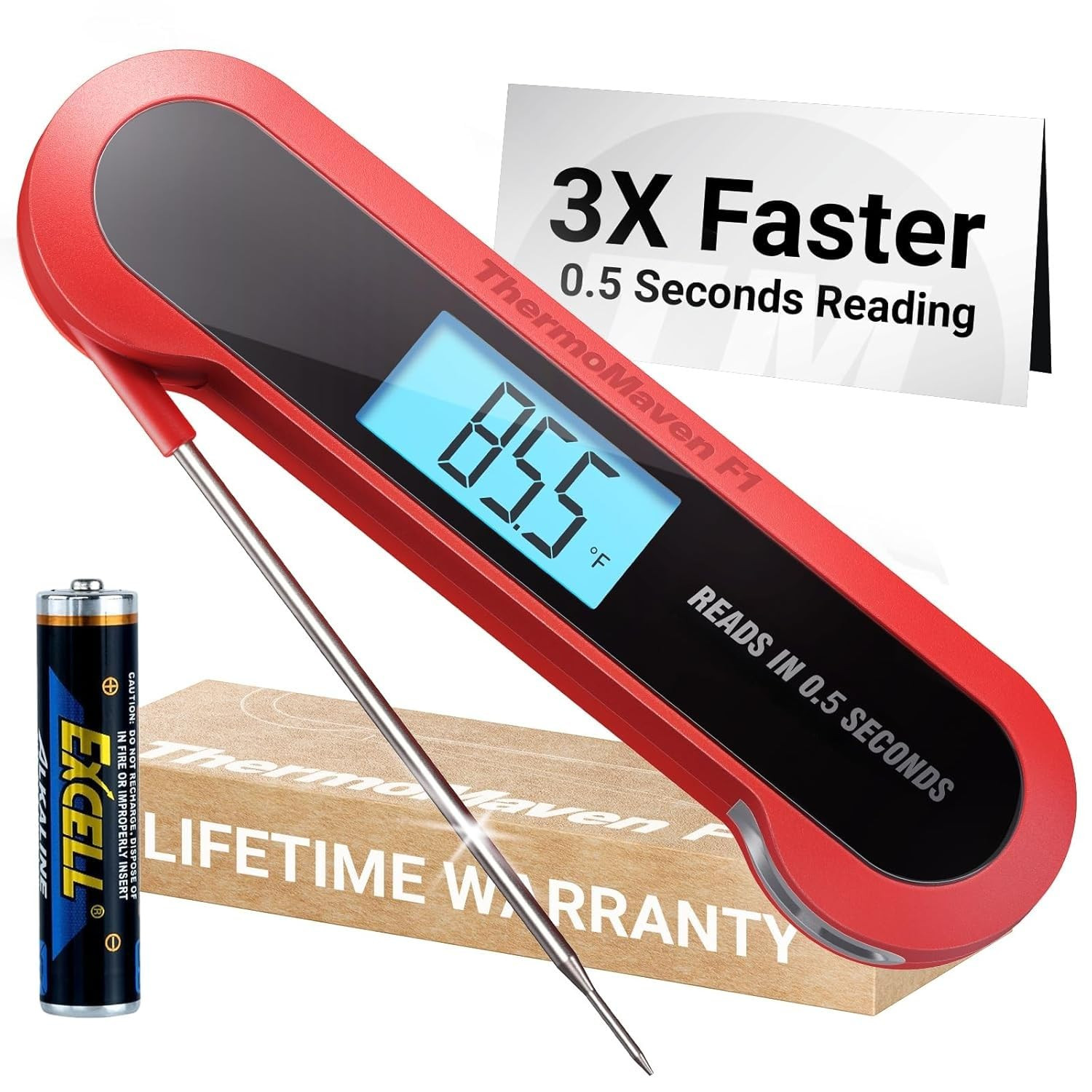 Professional 3X Faster 0.5Sec Instant Read Meat Thermometer Digital, High Accura