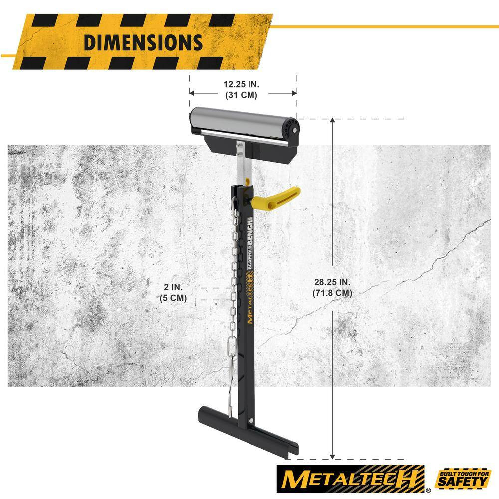 MetalTech Adjustable Steel Bench Support Roller 28in Work Table Miter Saw 75lb