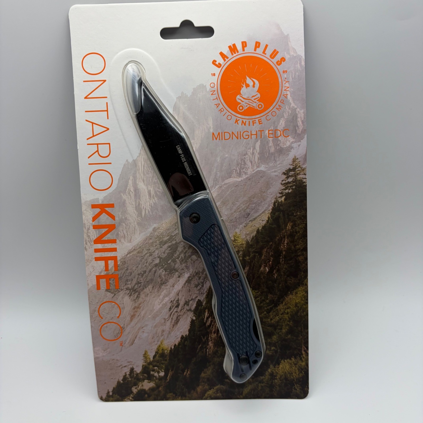 Ontario Knife Co Camp Plus Midnight EDC Folding Knife 420 Steel Grey 4315GREYIC