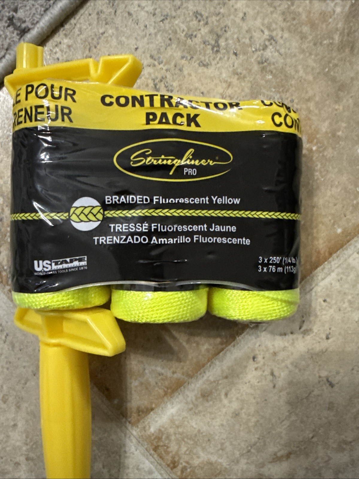 Stringliner PRO Mason's Line and Reel Contractor Pack 250 ft. Fluorescent Yellow