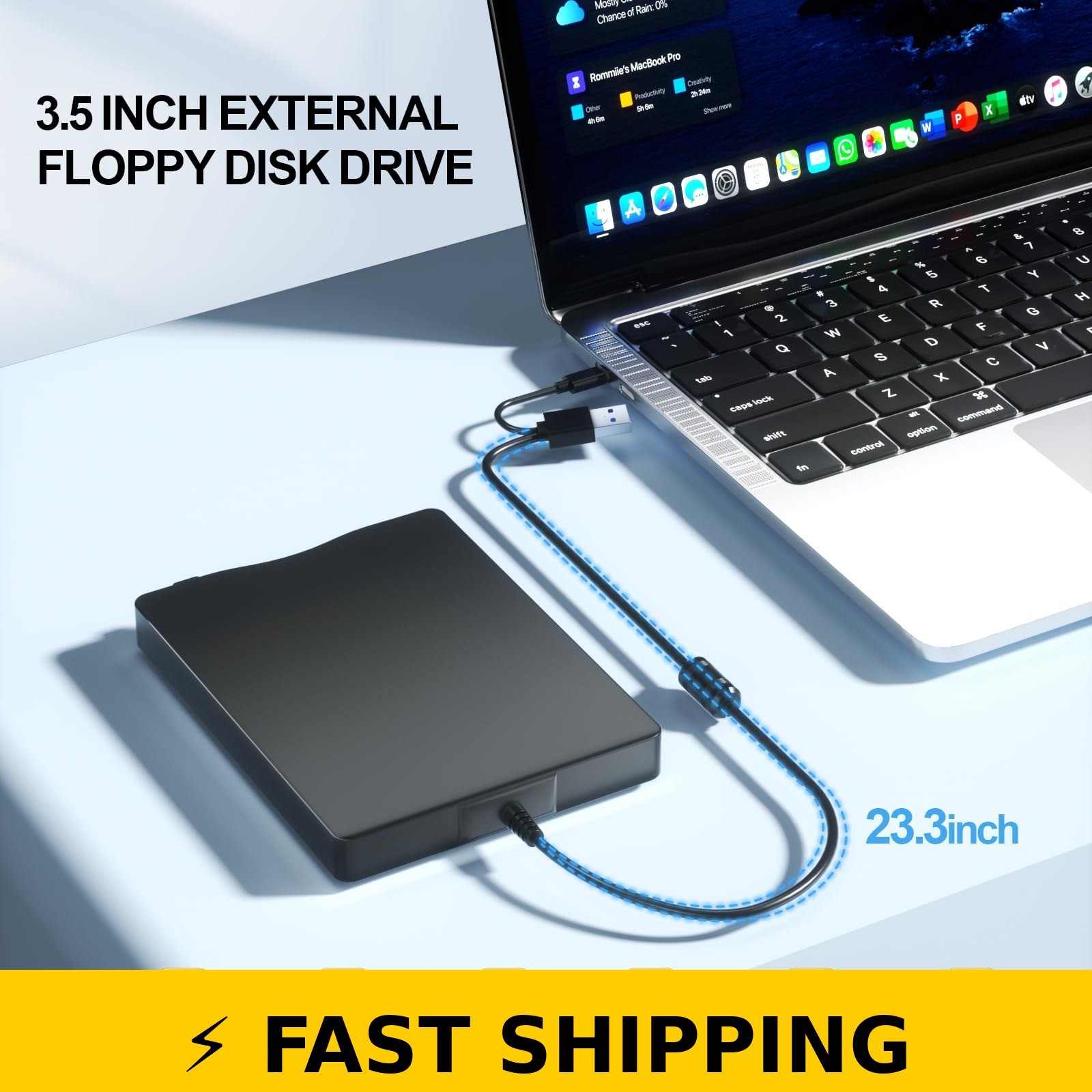 Wbacon 3.5" External Floppy Disk Drive with Carrying Case