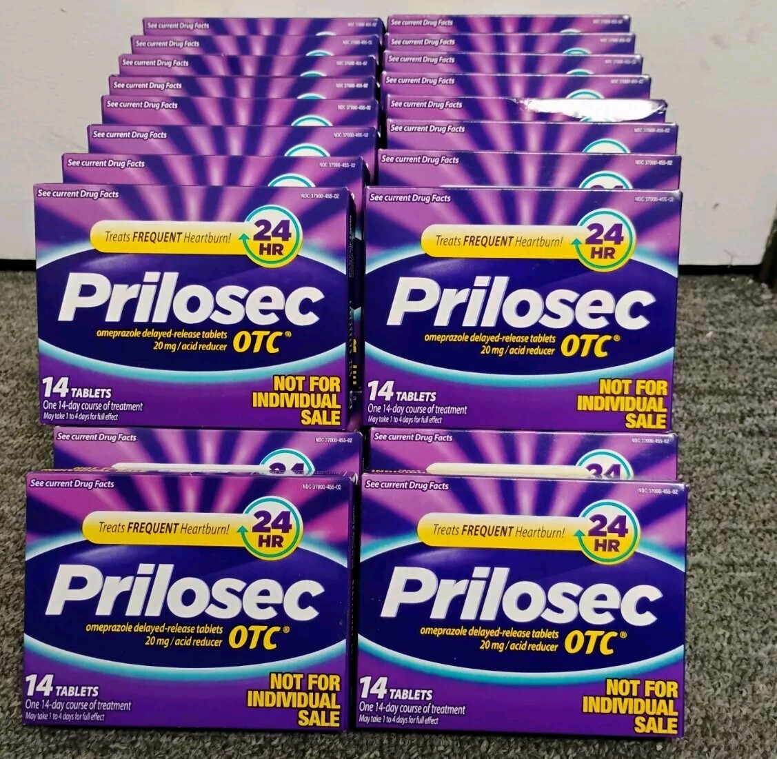 Lot 20 Prilosec OTC Heartburn Relief Acid Reducer 14 Tablets 280 total 01/2027+