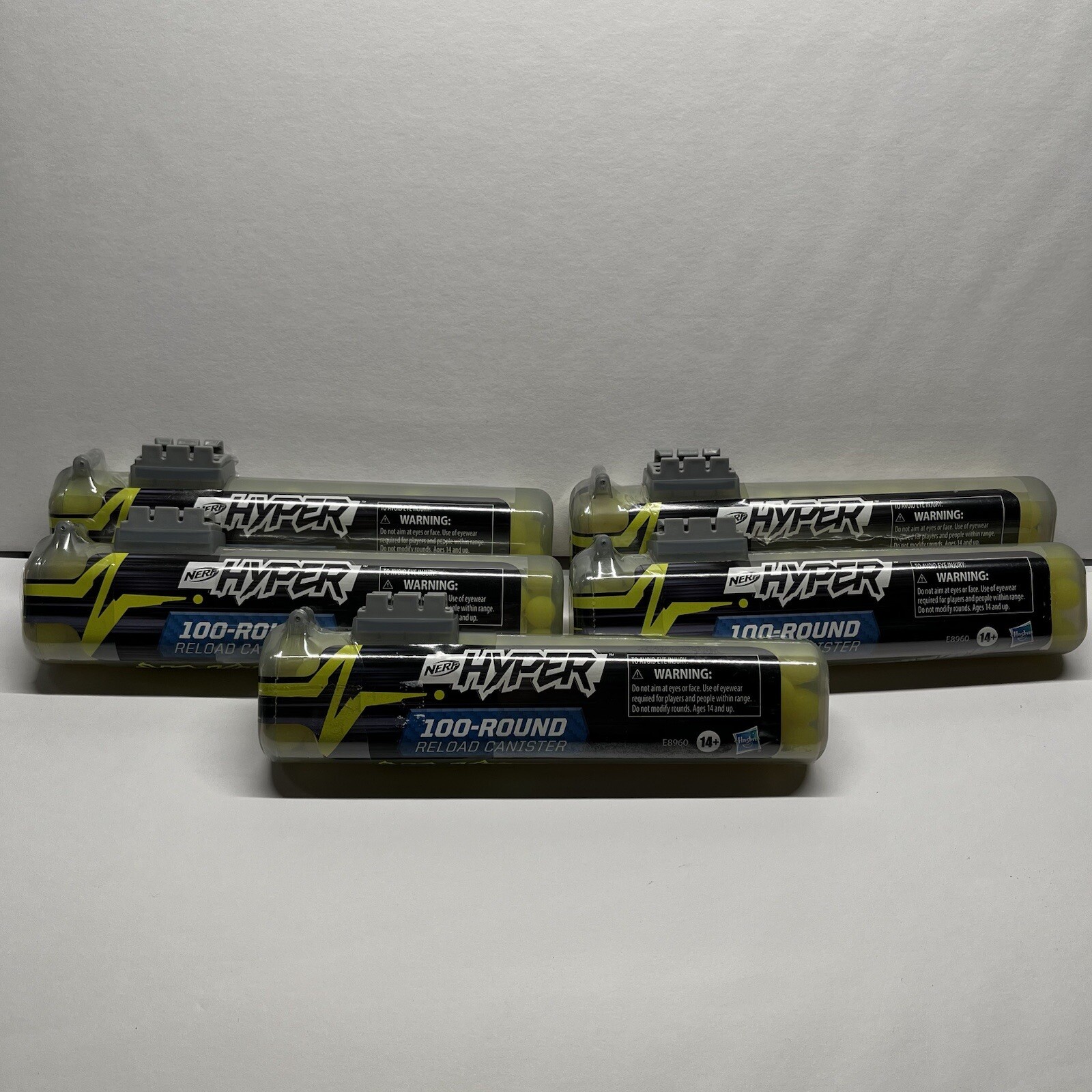 5 Nerf Hyper 100 Round Reload Canisters 500 Rounds Total