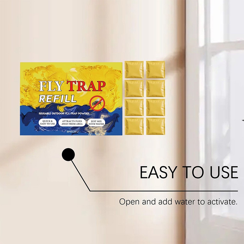 8PCS Fly Trap Refill Packets, Flies Bait Attractant Refills For All Reusable