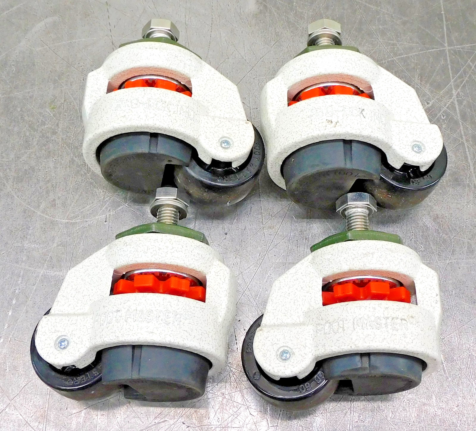 Foot Master GD-60-S Leveling Caster 50mm Wheel DIA M12 Stem Lot of Four (4)