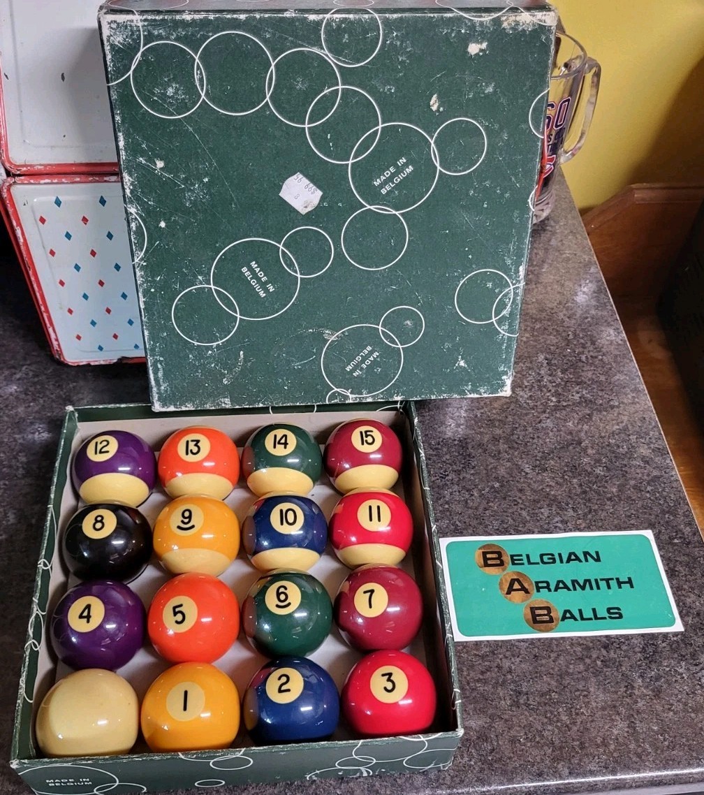 Vintage Belgium Aramith Billiard Pool Ball 8-Ball Set  2" Size, Beautiful Cond