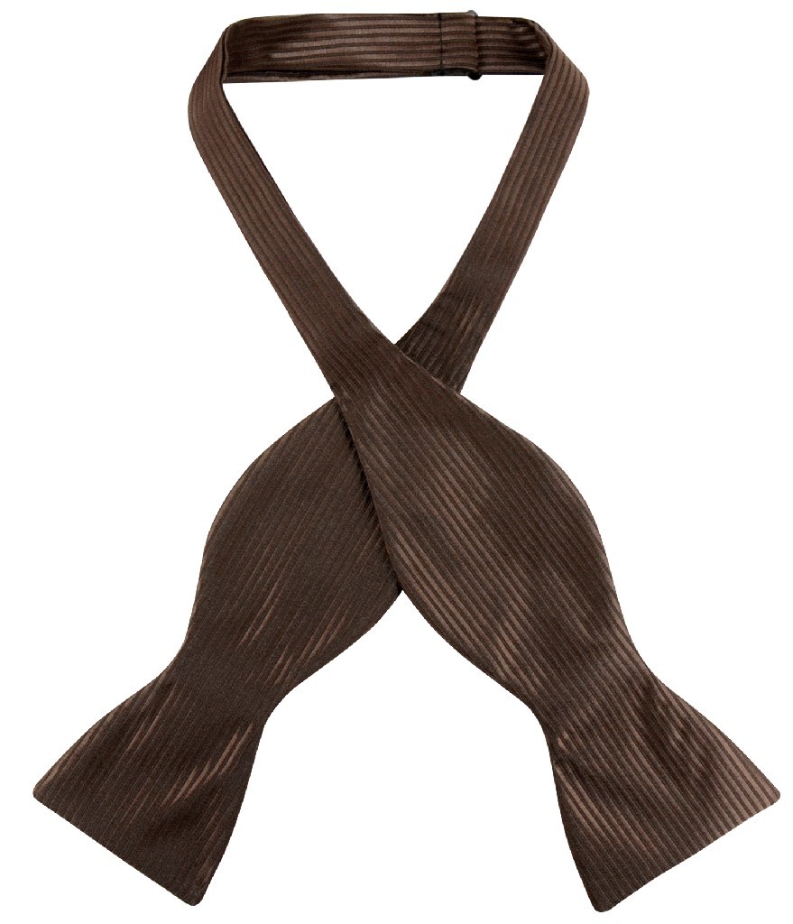 Antonio Ricci SELF TIE Bow Tie Solid CHOCOLATE BROWN Color Ribbed Mens BowTie