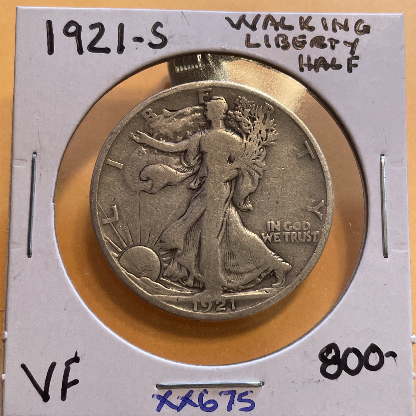 ONE OF THE RAREST 1921 S WALKING LIBERTY HALF DOLLAR IN VF+ CONDITION  XX675