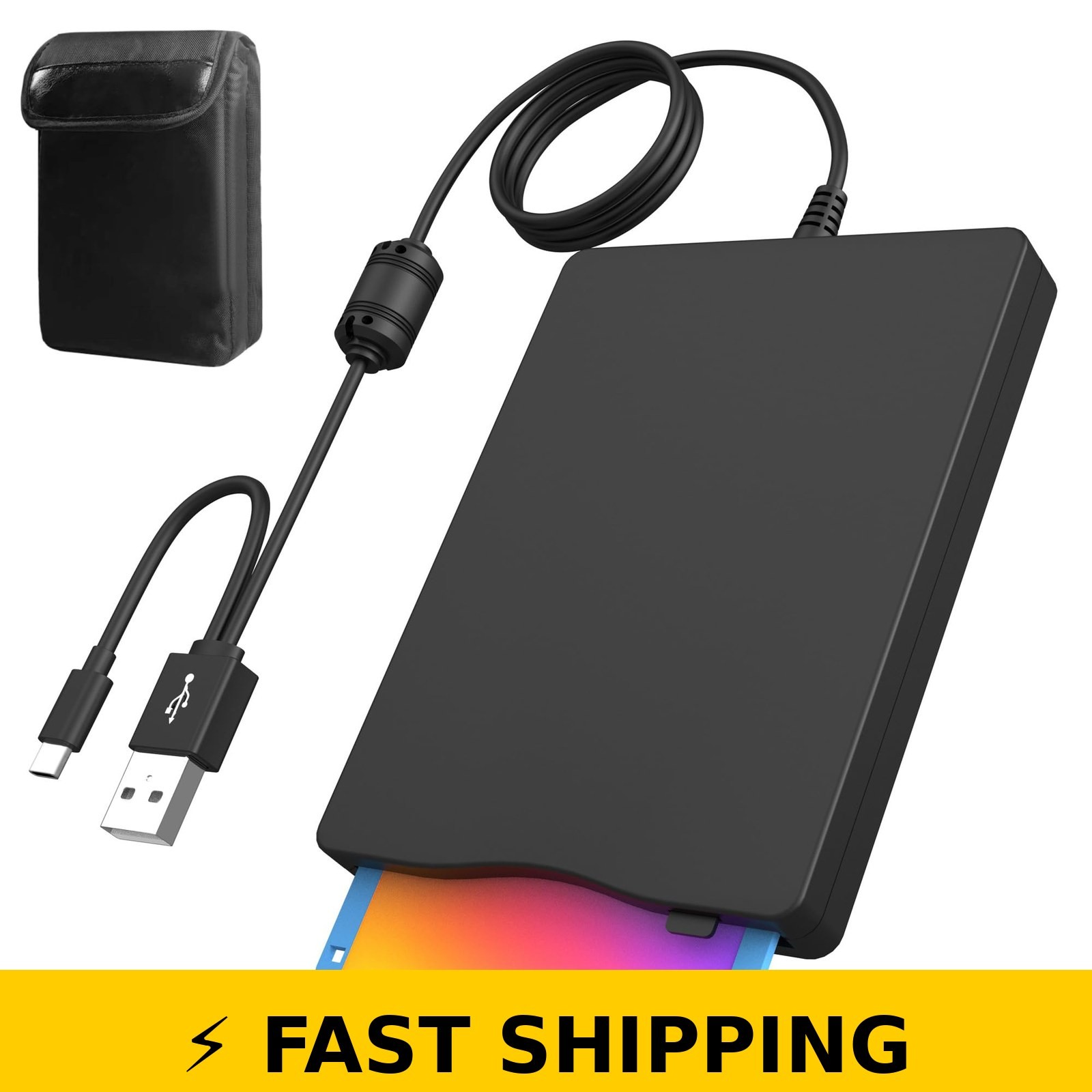 Wbacon 3.5" External Floppy Disk Drive with Carrying Case