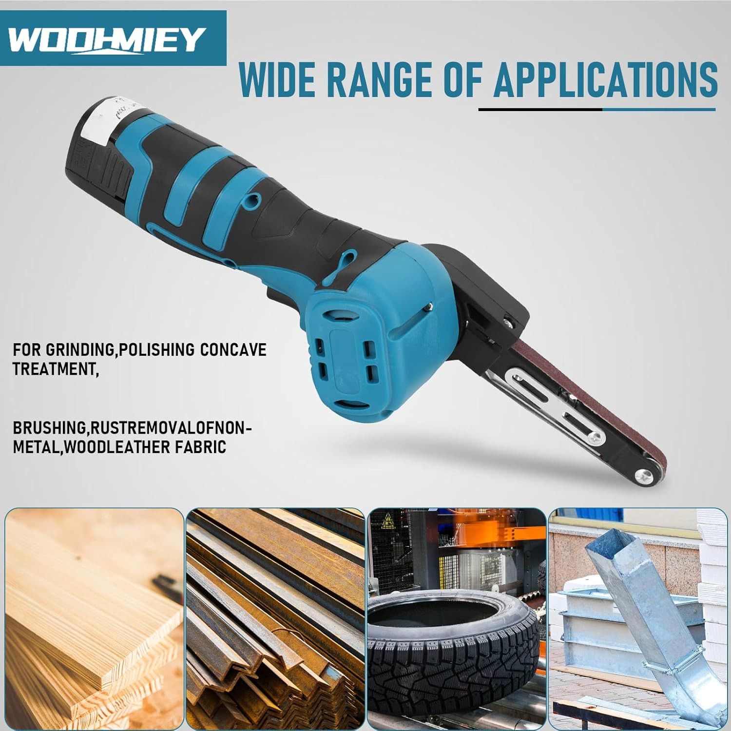 Cordless Belt Sander, 16.8V Lithium Battery, 7000RPM, 15 Sanding Belts(80-1000 G