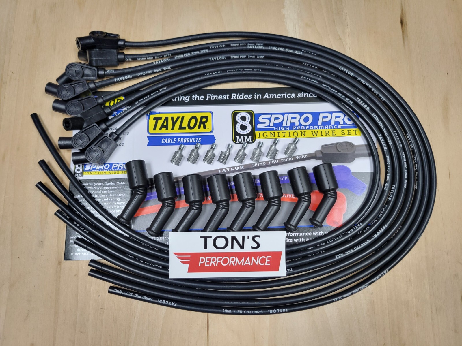 Taylor Cable 73063 8mm Spiro-Pro Ignition Wire Set LS Universal 135 Black LSX LT