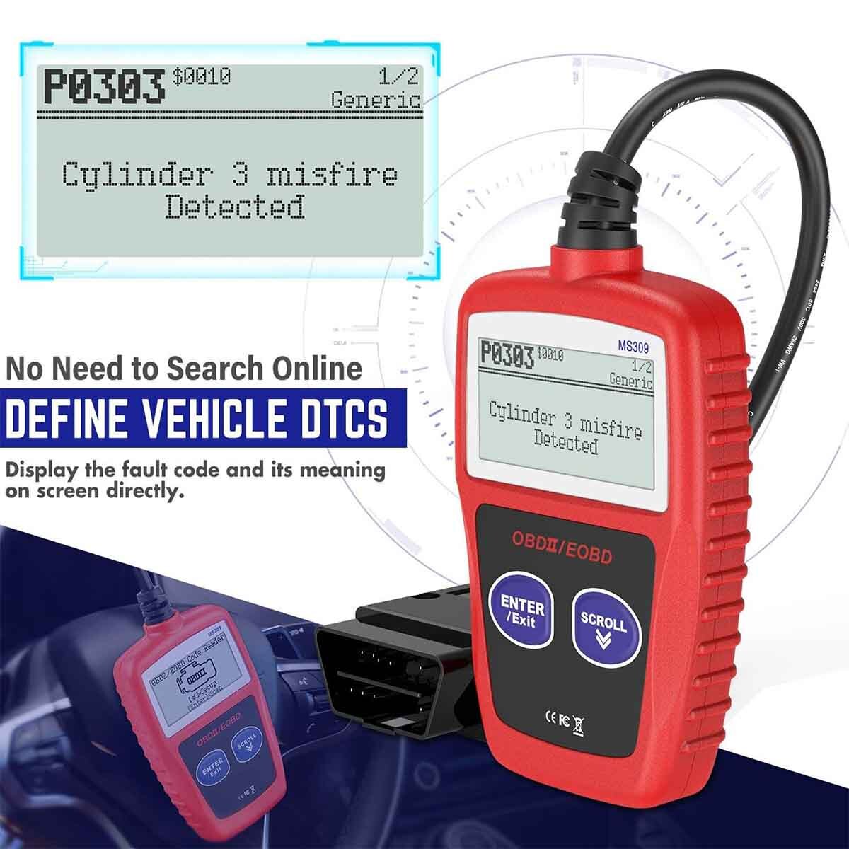 Automotive OBD OBD2 Scanner Code Reader Car Check Engine Fault Diagnostic Tool