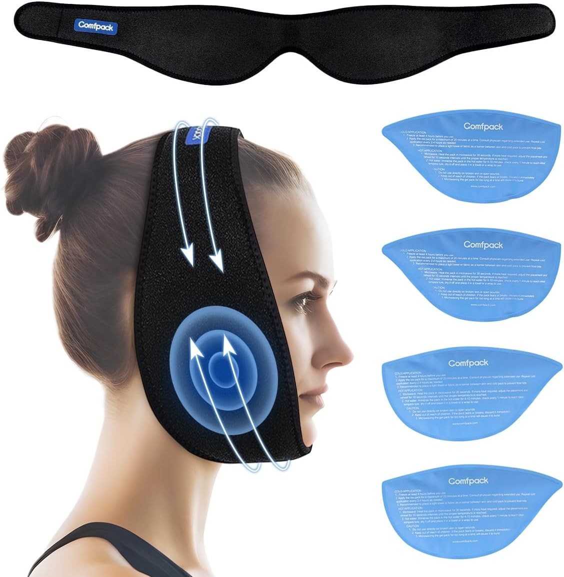 NB! Jaw Wisdom Tooth Facial Surgery Swelling Hands Free Ice & Hot Pack Head Wrap